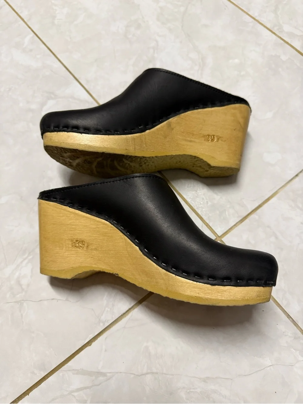 No.6 New School Clog on Wedge in Black